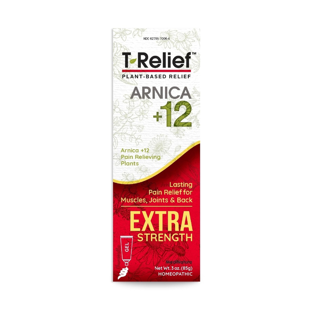 MediNatura T-Relief תוספת כוח גל Arnica +12 Natural Relieving Actives for Back Pain Joint Soreness השרירים Aches & Stiffness Whole Body Fast Acting Relief for Women & Men - 3 oz