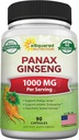 ASquared תזונה טבעית קוריאנית Panax גינזנג (1000 מ"ג מקס כוח)-90 קפסולות שורש מורכבות (Red & White), High Dosage Genesenosides ב Seeds, אבקת אסיה, תוספי גלולות עבור אנרגיה