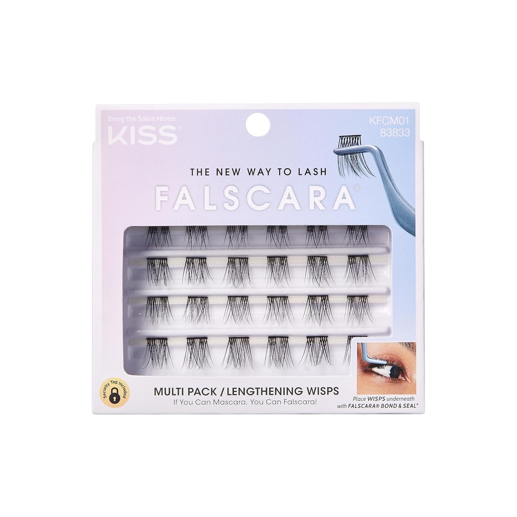KISS Falscara Eyelash מרחיבה את ה-Wisps - Featherlight Synthetic Reustic Reustic Reustic Reustic Reustic Reustic Eyelashs Multipack of 24 Mini Lash Clusters for That Authentic Eyelash Look Look