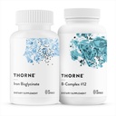 THORNE - Acent Essentials Duo - Iron Bisglycinate & B-Complex #12 לתמיכה באנרגיה ולבניית דם - 60 משרתים