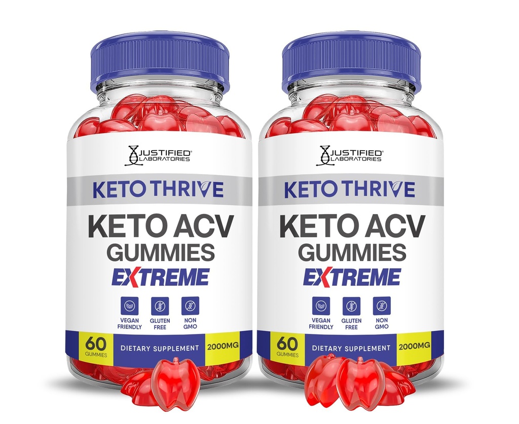 (2 Pack) Keto Thrive Keto ACV Gummies Extreme 2000MG Keto Thrive Keto Thrive Keto Gummies Apple Cider Vinegar פורמולה עם אבקת מיץ Pomegranate B12 טבעוני non GMO 120mys