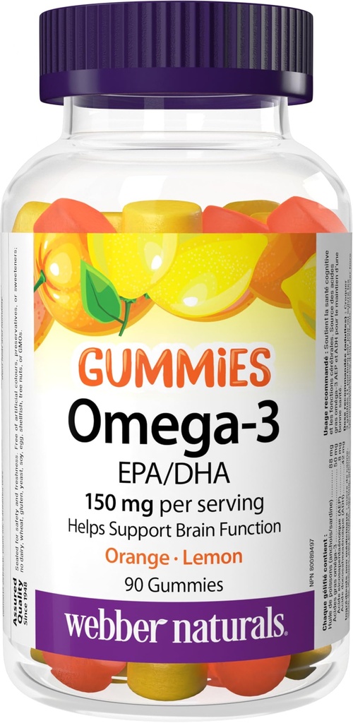 Webber Naturals אומגה 3 חניכיים 50 מ"ג EPA / DHA - EPA / DHA, Orange * Cherry
