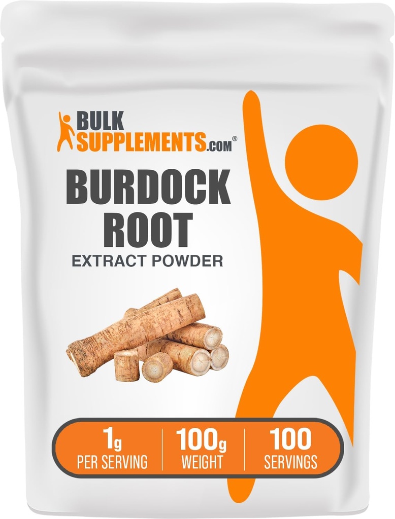 BulkSupplements.com Burdock Root אבקת - Burdock Rootאבק, Herbal Supplement - טבעוני וגלוטן חינם, 1g לכל המשרת, 100g (3.5 oz) (Pack of 1)