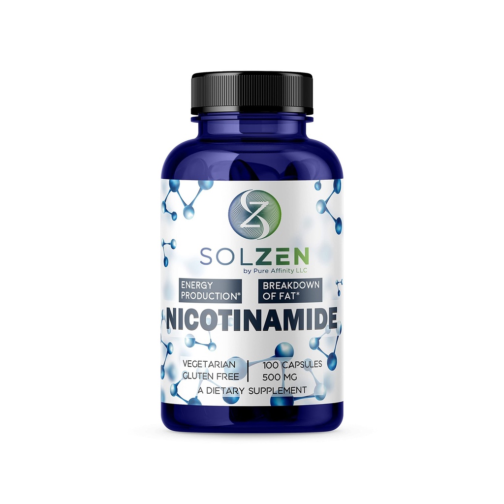 B3 Nicotinamide 500 מ"ג יעיל Flush-Free Niacin. Energy Booster, Cell Regenerator, That Supports Cognitive Decline, Anti-Aging and Helps Breaks Down Carbs & Fats (100 Count)