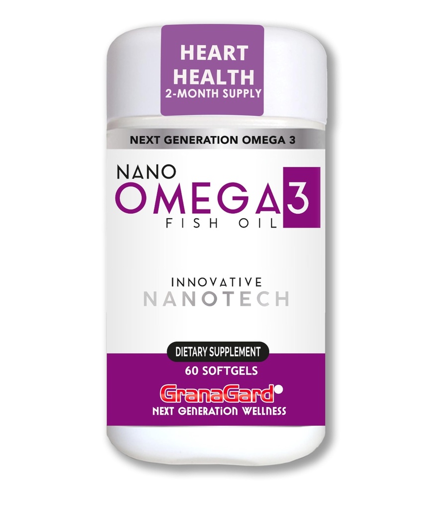 Nano אומגה 3 תוספת לנשים וגברים - שמן דגים Softgels עם ננוטכנולוגיה - קפסולות גבוהות של EPA DHA - No Aftertaste - Easy to Swallow - 60 Countבק