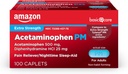 ראשי התיבות של Acetaminophen PM Caplets, Pain Reliever Plus Nighttime Sleep Aid, Extra Strength, Helps Occasional Minor Aches, Pains and Headache Relief, 100 Count, Packaging עשוי להשתנות