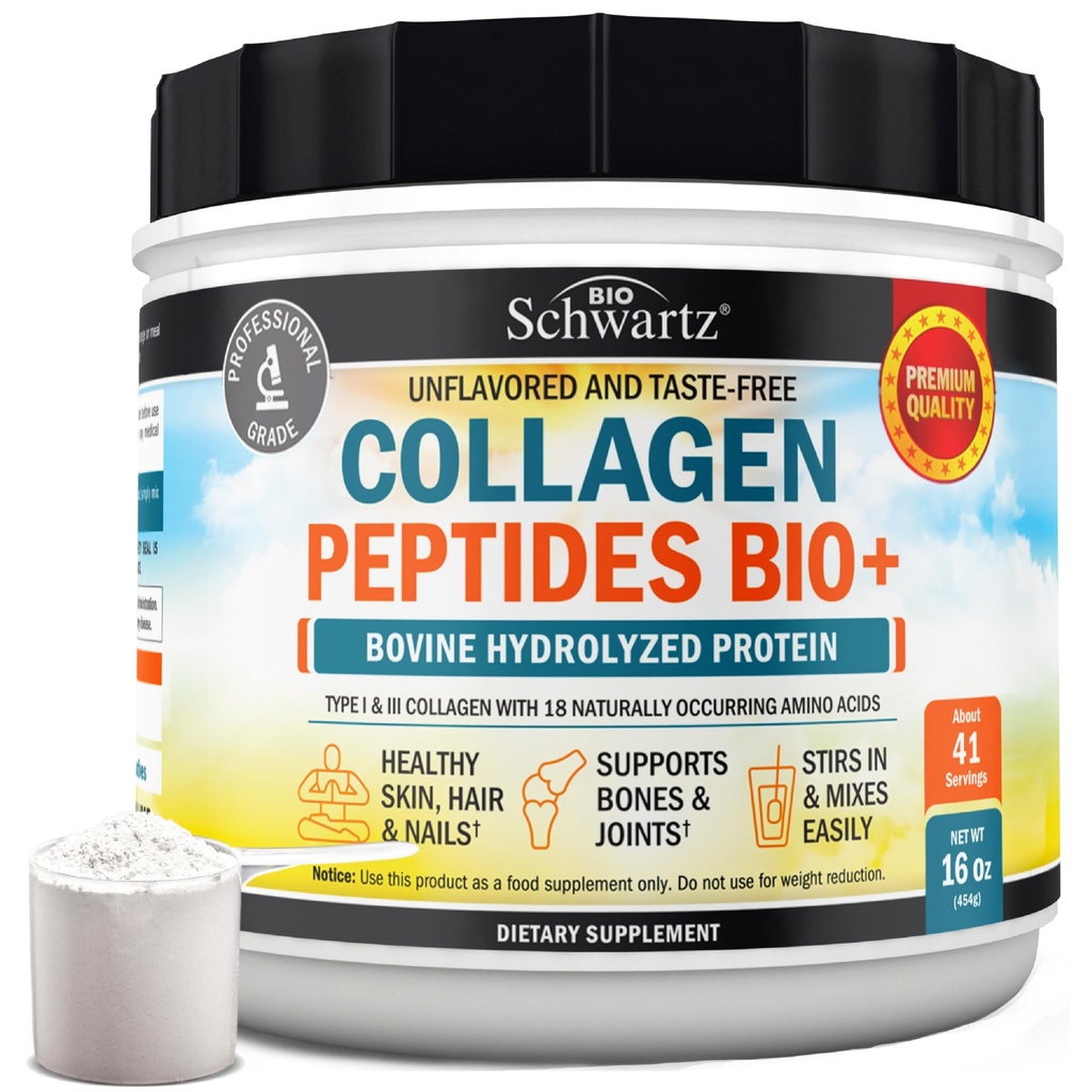 אבקת חלבון רב קולג'ן לגברים ונשים - Grass Fed Collagen Peptides אבקת עבור נשים וגברים עם סוגים I & 3 בתוספת טבעי Occurring Amino Acids - hydrolyzed Easy to Mix & Unflavored (16oz)