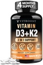 VITBOOST ויטמין D3 K2 Complex - Easy to Swallow - ויטמין D (D3) 5000 IU (125 mcg) & K2(MK-7) 90 mcg | Non-GMO ten-Free | USA Made | 120 קפסולות
