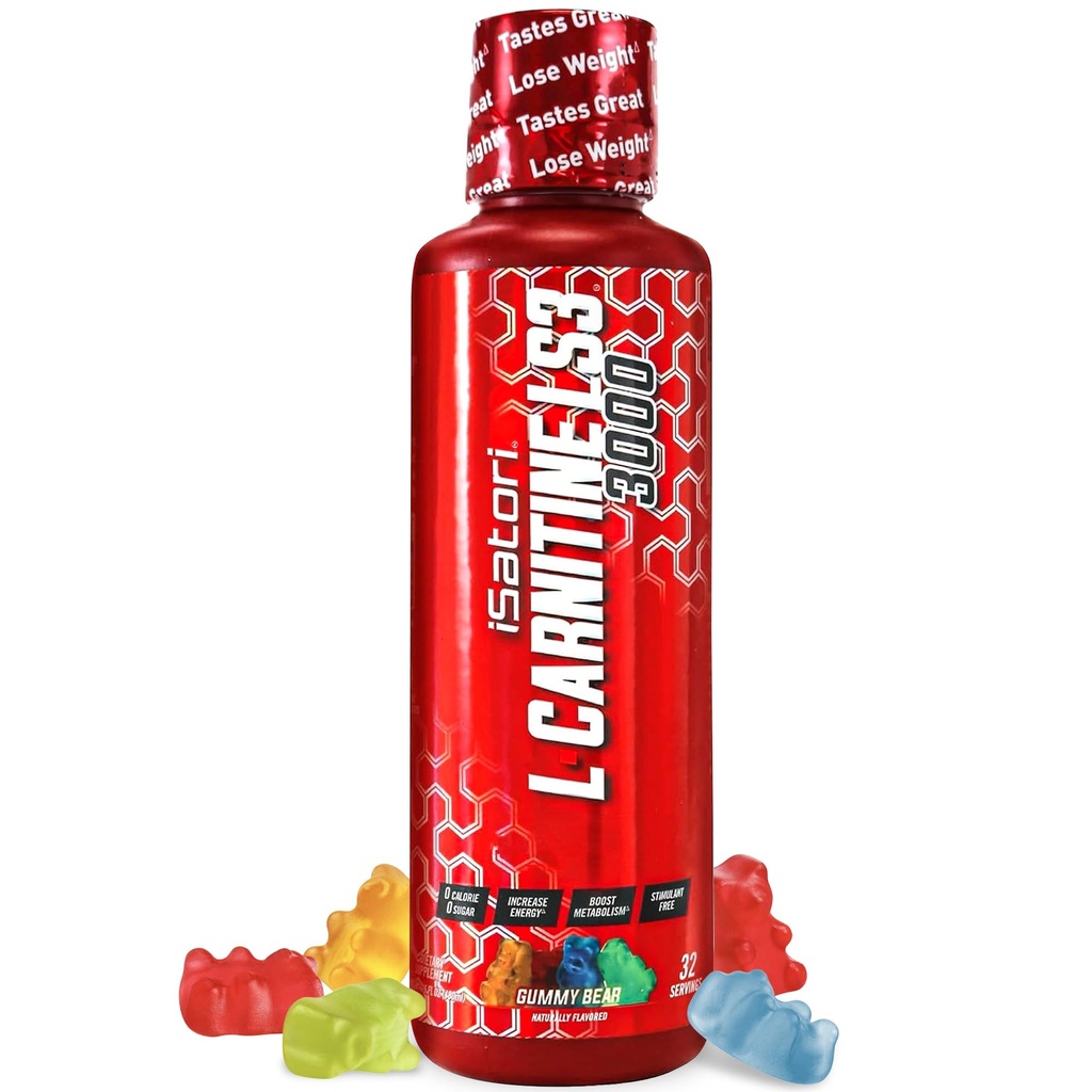ISatori L-Carnitine LS3 3000, Triple-Blend נוזל L Carnitine תוספת, עם Acetyl & Tartrate, Stimulant Free, Low Calories, Sugar & Gluten חינם, Keto-Friendly, Gummy Bear Flavor (32 משרתים)
