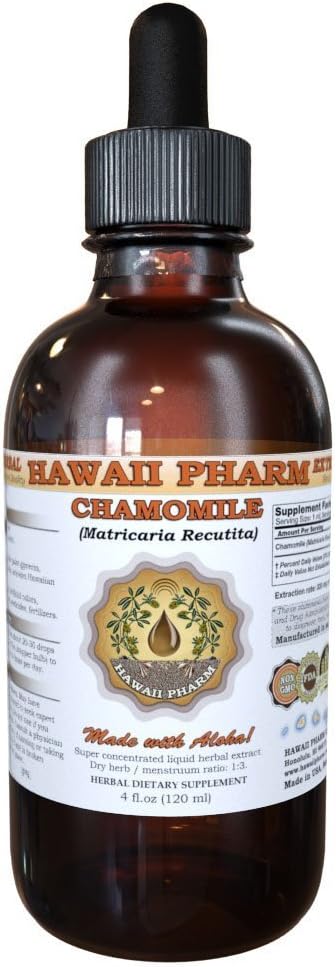 הוואיPharm Chamomile נוזל לחלץ, צ'מומיל אורגני (Matricaria Recutita) Tincture תוסף 4 oz