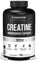 Jacked Factory Creatine Monohydrate קפסולות - גלולות Creatine עבור צמיחה שרירים, כוח מוגבר, שיפור אנרגיה Output ושיפור ביצועים אתלטיים - 150 קפסולות