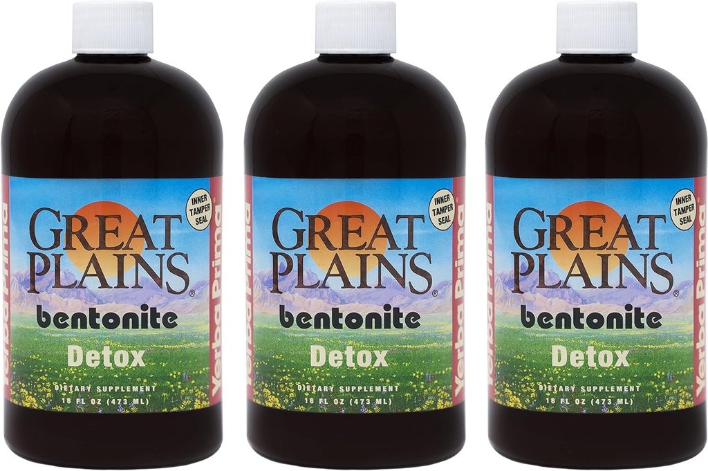 Yerba Prima Great Plains Bentonite Clay - 16 oz (Pack of 3) - נוזל פנימי טבעי Clay ניקוי תוסף