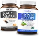 Thyroid Support & Black Seed Oil (1-Month Supply) Black Seed Thyroid Boost - התמיכה Thyroid (60 קפסולות) בריאות ושמן Black Seed (60 קפסולות) Cold-Pressed Nigella Sativa - Non-GMO תמיכה (60 קפסולות)
