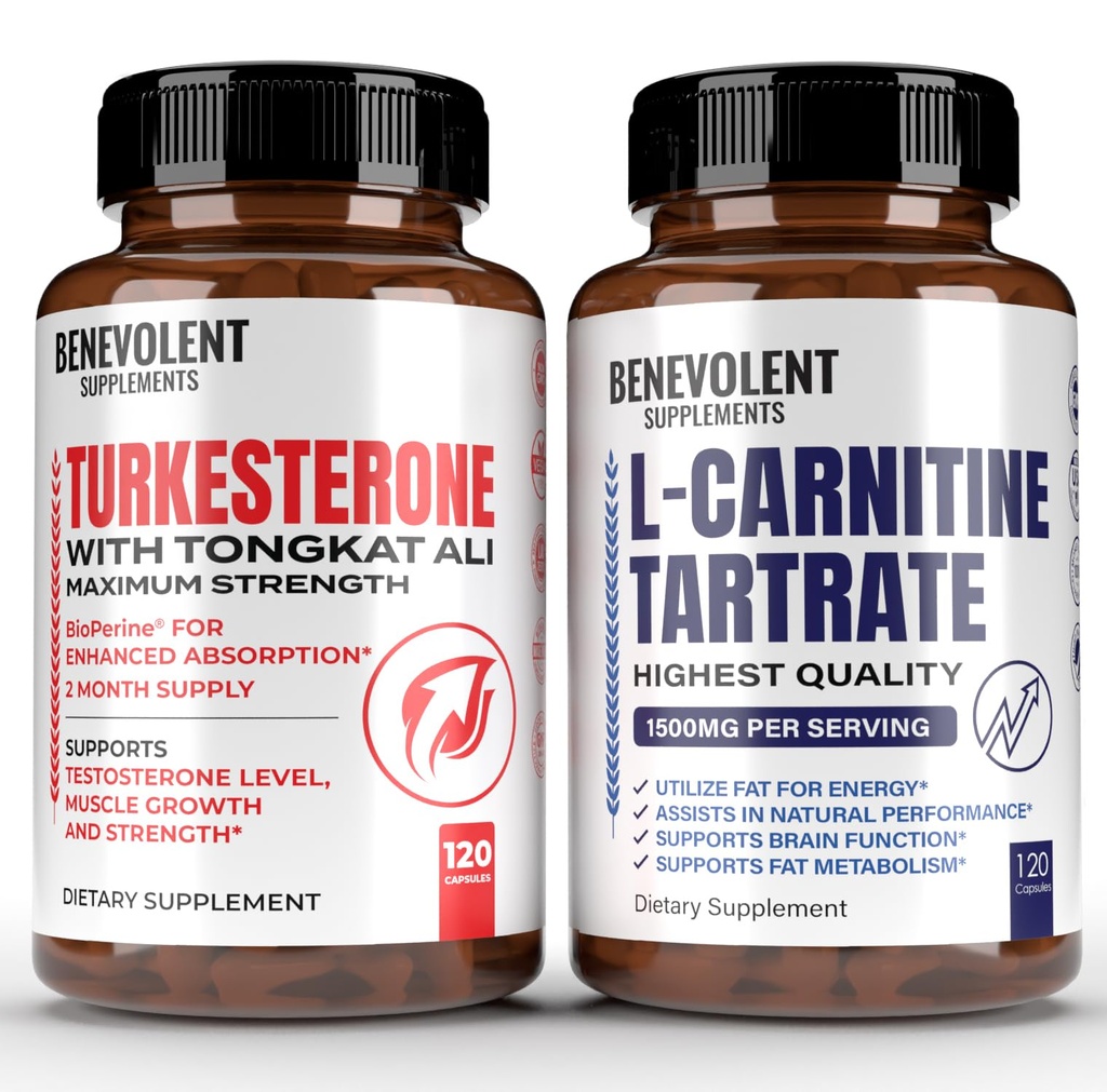 טורקסטרון 8,000 מ"ג + Premium L-Carnitine Tartrate תוסף - High Absorption תוסף עם טונגקאט עלי - להגדיל את Sta, Lean growth, תמיכה Metabolism & Natural Ener טבעי