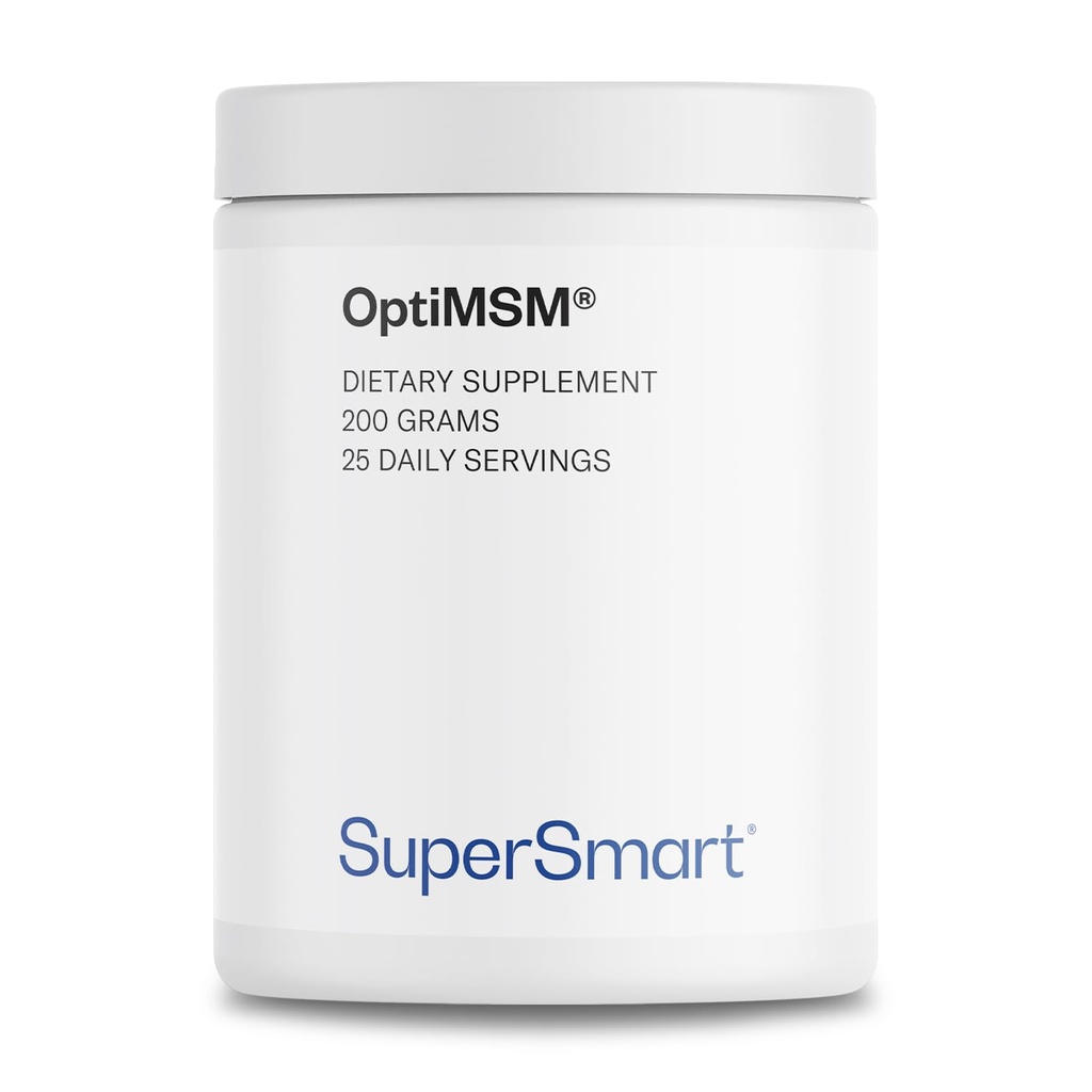 SuperSmart OptiMSM (Patented & High Purity Formula) - Methyl-Sulfonyl-Methane MSM תוספי אבקה | Vegan & Gluten Free - 200 גרם