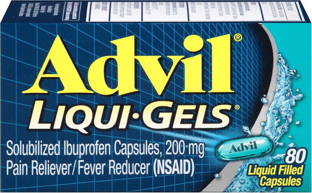 Advil Pain Reliever / Fever צמצם, 200mg solubilized Ibuprofen (80-Count Liqui-Gel קפסולות, Pack of 2)