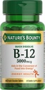 ויטמין B12 של Nature's Bounty ויטמין B12, תומך במטבוליזם אנרגיה ובבריאות מערכת העצבים, 5000mcg, 40 טבליות Quick Dissolve