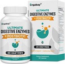 Orgabay Digestive Enzymes 1000 מ"ג עם Postbiotics, 20 Enzyme Band for Bloating, Optimal Digestion ו- Gutfunction, 60 ווג'י קפסולות