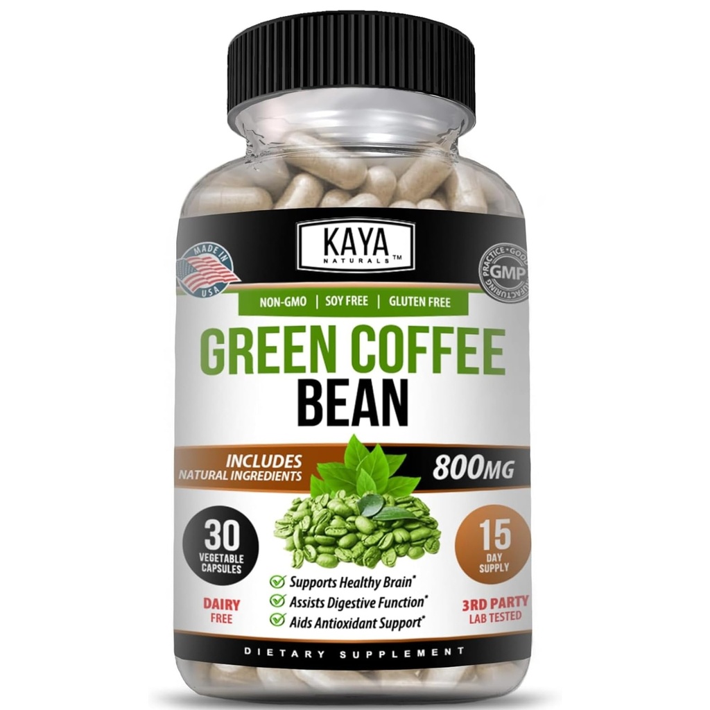Kaya Naturals Green Coffee Bean Extract - non-GMO, Gluten-Free Supplement (30 Count)