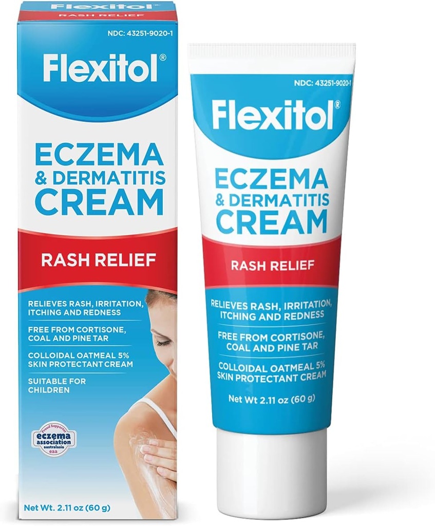 Flexitol Eczema & Dermatitis Cream - Steroid & Smell Free for Sensitive, Irritated Skin עם 5% קולואידאל Oatmeal