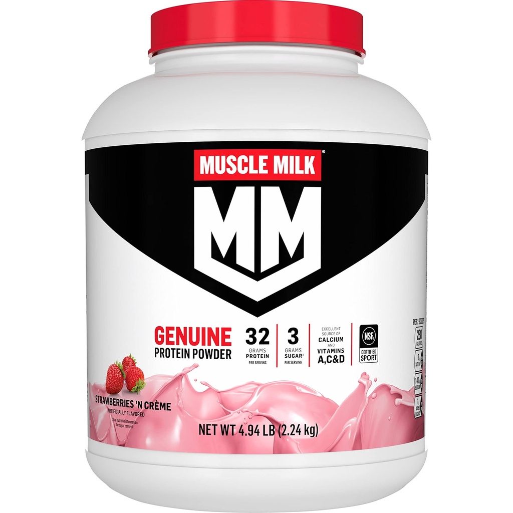 אבקת חלב שרירי Genuine חלבון, סטרוגרס "N Crème, 32g חלבון, 4.94 פאונד