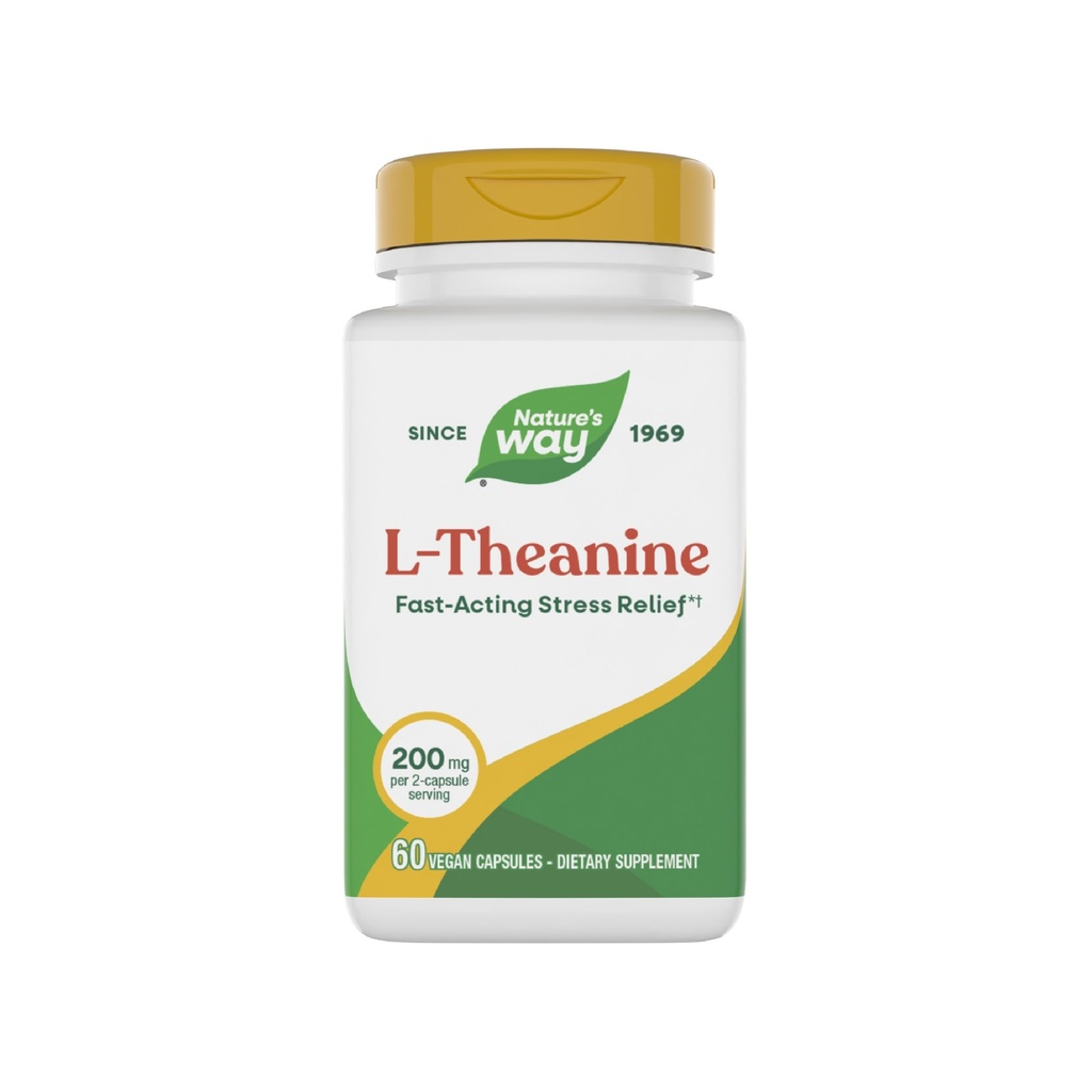 Nature's Way L-Theanine, Stress Support*, Promotes Relaxation*, 200 mg per 2-Capsule Serving, Vegan, 60 Capsules (Packaging May Vary)
