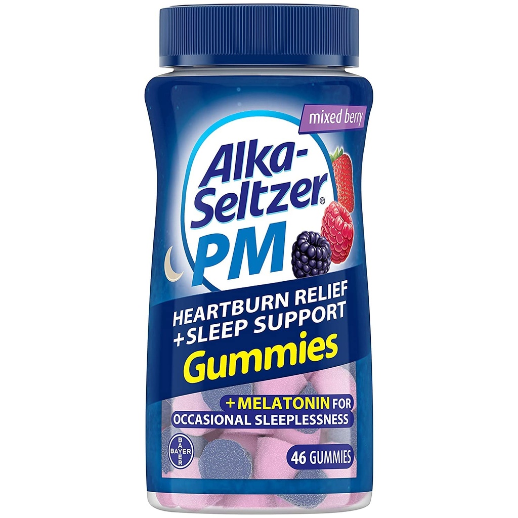Alka-Seltzer PM Heartburn הקלה + Sleep Support Gummies, 46 ct (Pack of 2)