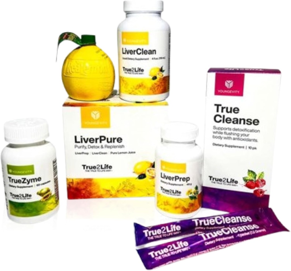 Youngevity 30 Day Detox - Liver, Gut, Digest Ultimate Detox - 30+ פירות, Herbs, ו-Prorietary cofactors - ניקוי טבעי שלם - קל, ניקוי מהיר + רפלן (30 יום אספקה)