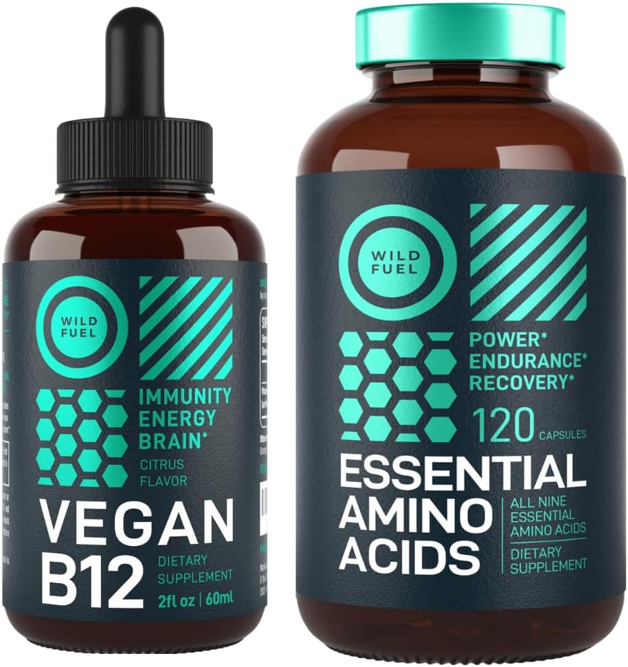 WILD FUEL Essential Amino Acid תוסף ויטמין B12 אנרגיה נוזלית Bundle