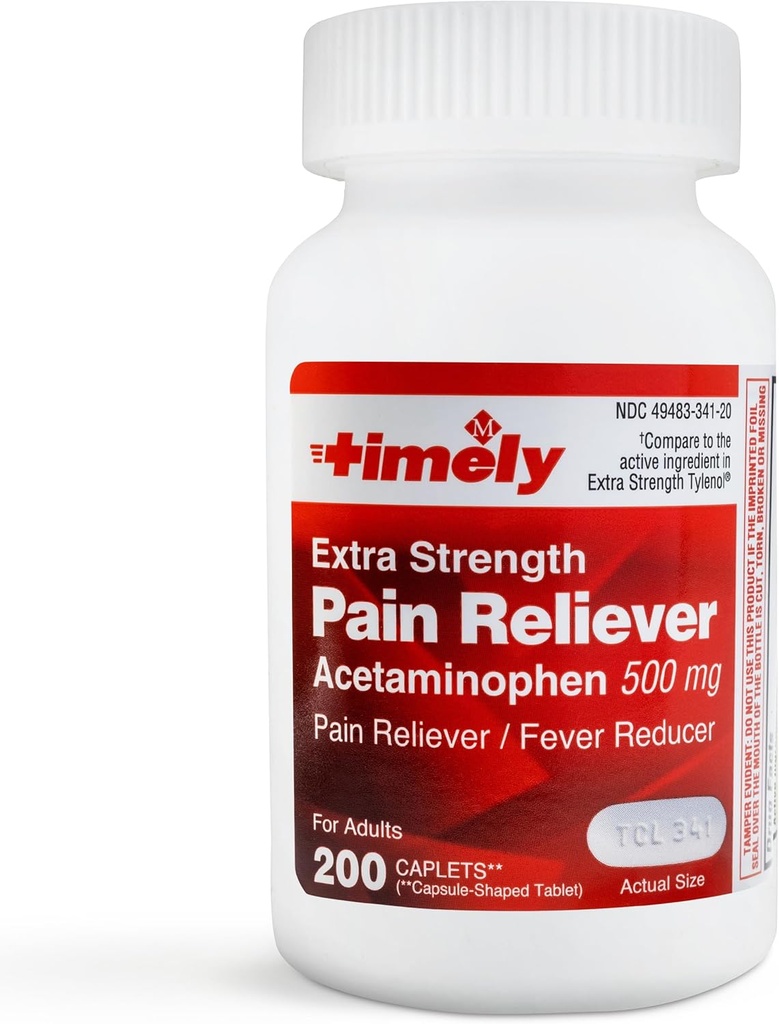 זמן-CAP LABS, INC. Timely Acetaminophen 500 MG טבליות 200 ספירה - תוספת כאב כאב כאב הקלה - מסטרואלי Cramps, Fever קטין כאב של דלקת פרקים