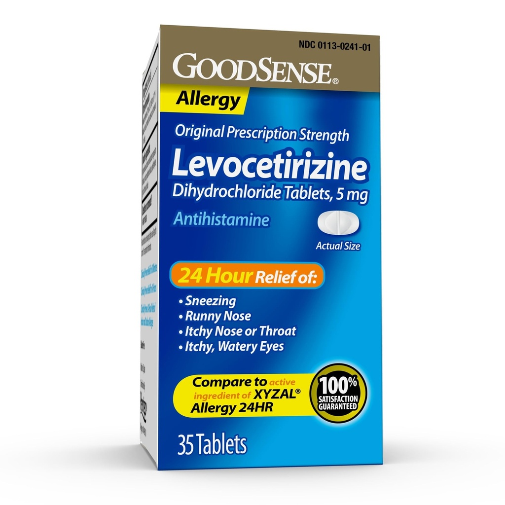 Good Sense Levocetirizine Dihydrochloride טבליות, Antihistamine, 5 מ"ג, 35 Count (Pack of 1)