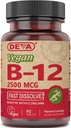 DEVA Nutrition Vegan Sublingual Fast Dissolve B-12 טבליות, 2,500 mcg, 90 Count