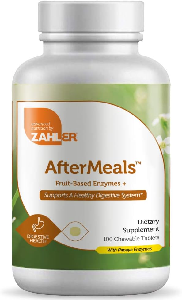 Zahler AfterMealsTM, Enzymes+ מבוסס פירות, 100 טבליות Chewable