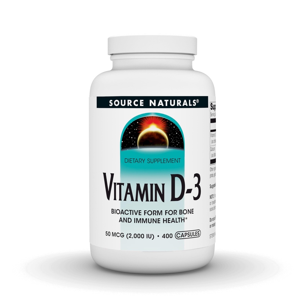 מקור: Naturals ויטמין D-3, תומך בבריאות העצם & החיסון, 2000 iu - 400 קפסולות