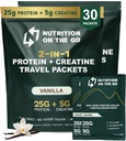 תזונה על Go Whey חלבון Isolate Packets עם Creatine - 25g חלבון + 5g Creatine - אבקת חלבון נסיעות יחיד המשרת - וניל (30-Pack)