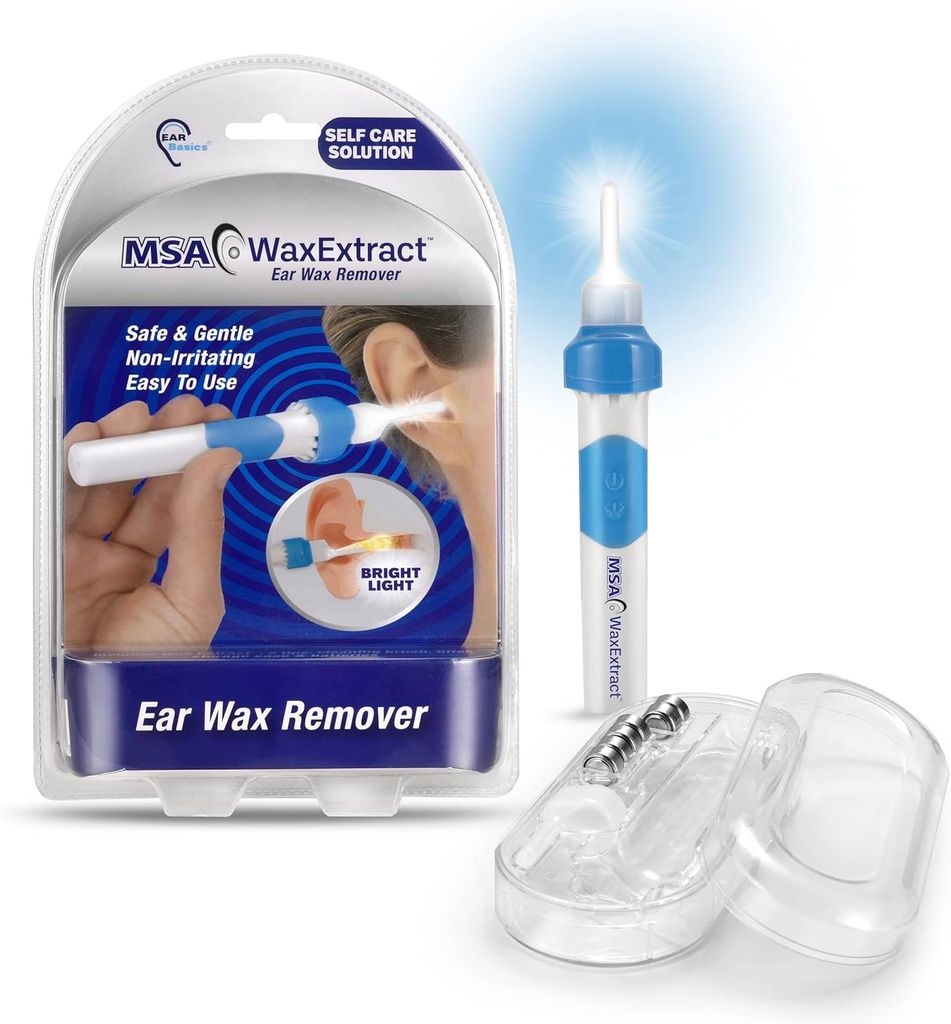 Wax לחלץ האוזן Wax Remover w / 2 טיפים גמישים, אור LED, ניקוי Brush | בטוח, יעיל האוזן Wax Vibration & Vacuum כדי להסיר את Wax Buildup | Premiumאוזן Suction Vacuum למבוגרים & ילדים