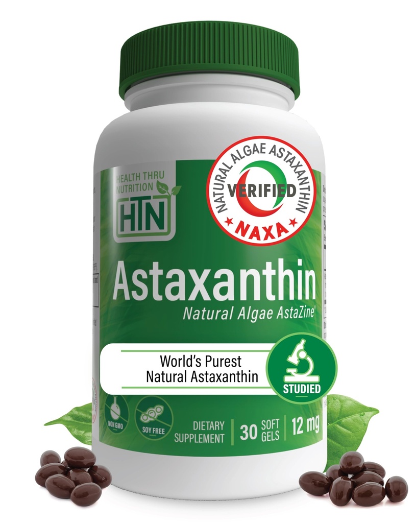 בריאות Thru Nutrition Astaxanthin משולש כוח 12 מ"ג תוספת 30 Softgels | AstaZine מ Algae אורגני גדל באופן אורגני במים ההימלאיה פריסטין