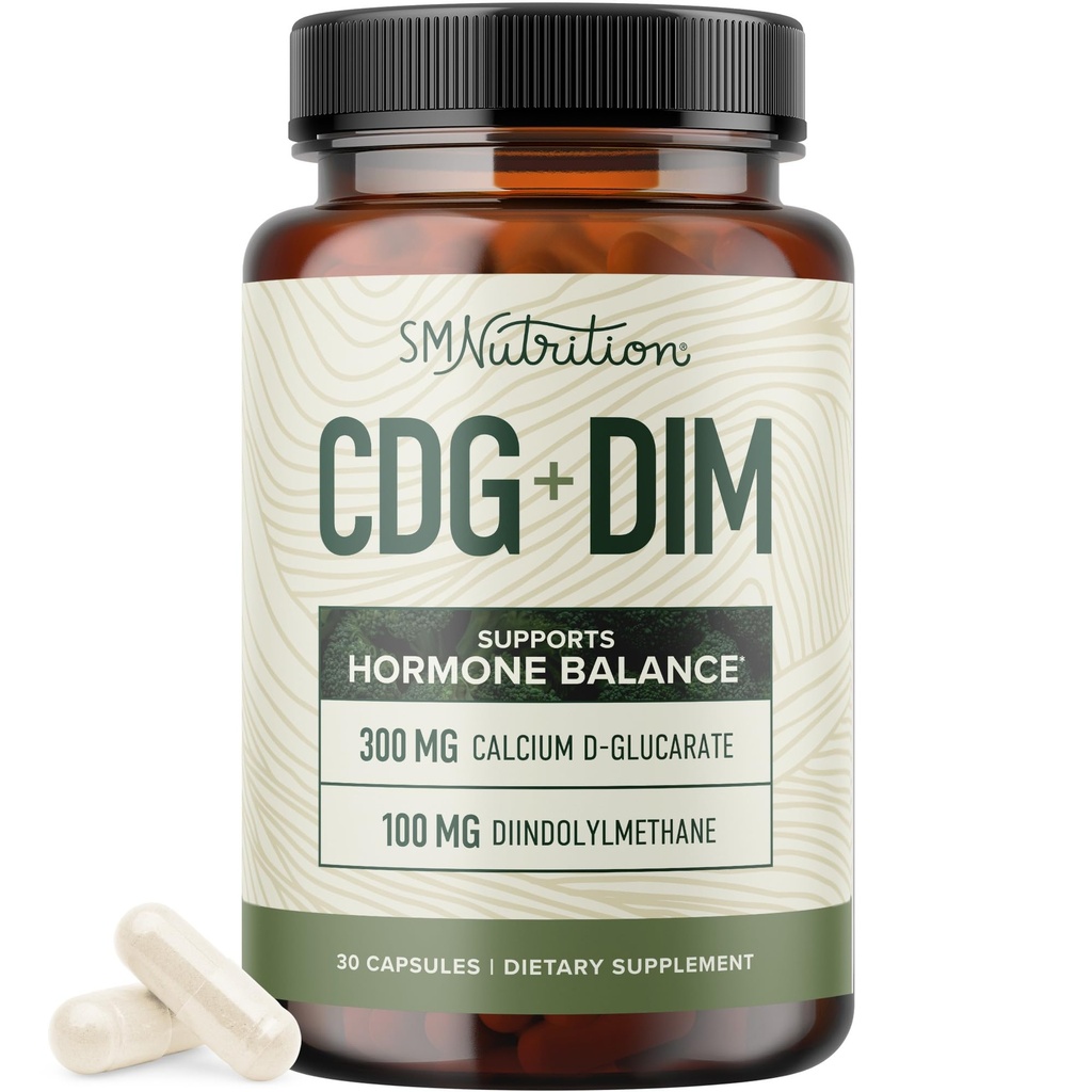 Calcium D-Glucarate עם תוסף DIM עבור Estrogen Detox & הורמון איזון עבור נשים וגברים | Detox & ניקויse, Hormonal Acne, Menopause & CDG עבור תמיכה Liver | Non-GMO, צד שלישי נבדק | 30ct