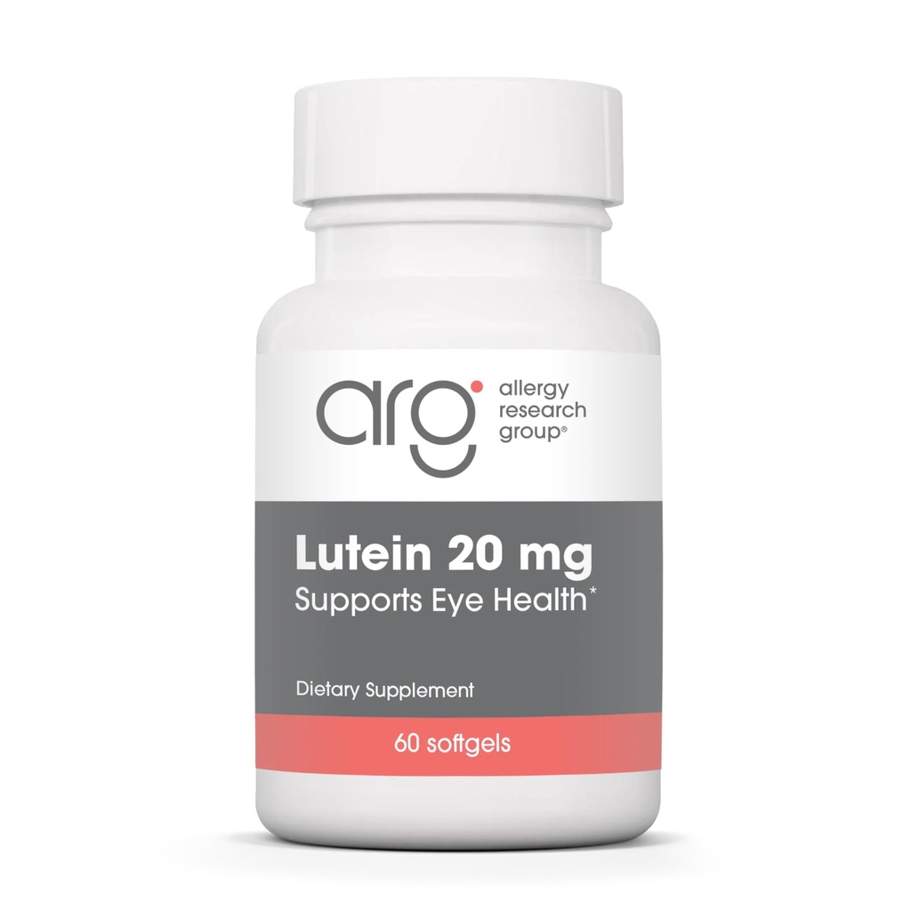 Allergy Research Group Lutein תוסף - ויטמין עיניים, 20mg Lutein ו Zeaxanthin לעיניים, Eye Health, Sight Care, Softgels - 60 Count