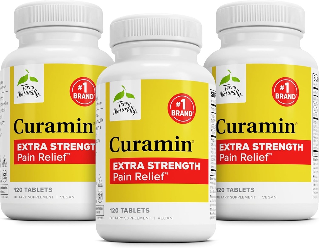 טרי קורטמין תוספת כוח - Curcumin & Boswellia for Healthy Circulation Support - תוסף Turmeric לתמיכה בשילובים, בריאות שרירים & Endorphin הפקה - 120 טבליות (Pack of 3)