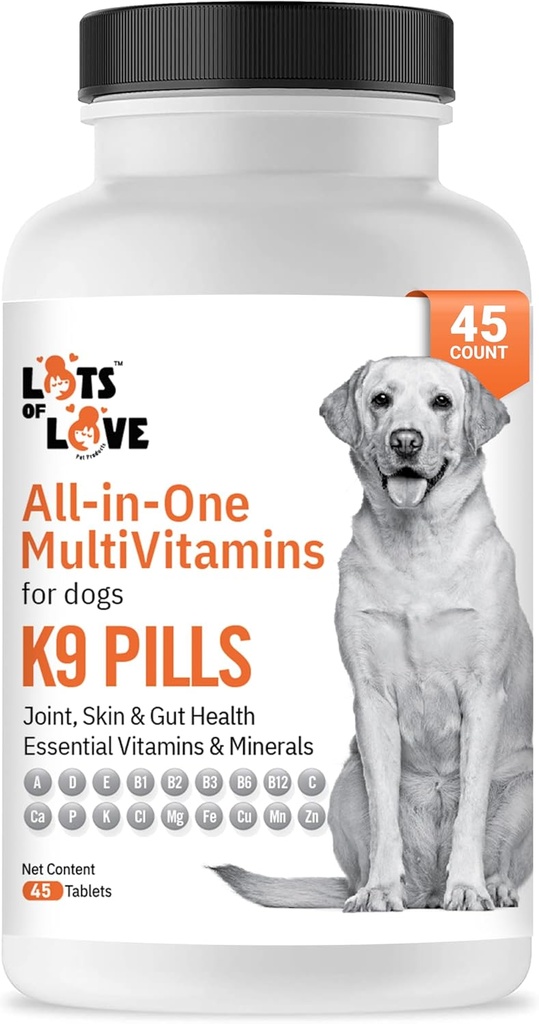 K9 Pills - Multivitamin לכלבים - תוסף לכלבים ווויטמין לכלבים קטנים, בינוניים וגדולים (45 Count)