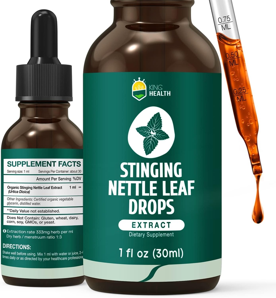 Sting Nettle Tincture, אורגני Nettle Leaf לחלץ נוזל, 98% Absorption, טבעוני, non-GMO, Gluten Free, אלכוהול חינם 1 Fl Oz