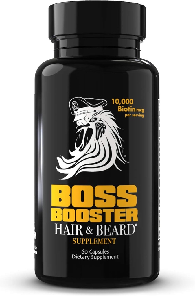 בוסמן בוס Booster תוסף - 60 קפסולות - MSM ו-10,000 MCG Biotin Beard Growth ויטמינים לגברים - 30 יום אספקה