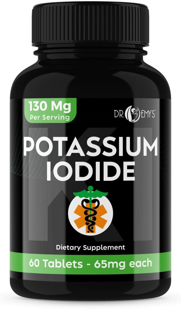 Potassium Iodide Pills - 1-Pack 130 מ"ג משרת סך של 60 טבליות - Dr Emys Potassium Iodide Tablet