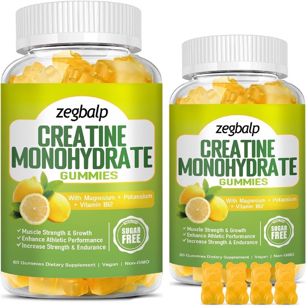 סוכר חינם Creatine Monohydrate חניכיים עבור גברים ונשים Creatine Monohydrate עם Magnesium & ויטמין B12 עבור כוח שרירים וצמיחה, אנרגיה Boost, תוספת טרום עבודהoutm, 120 ספירות
