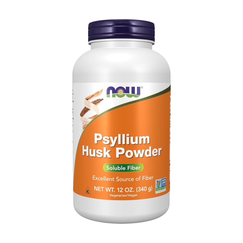 כעת תוספי מזון, אבקת Psyllium Husk, Non-GMO Project מאומתים, Soluble סיבים, 12-Ounce