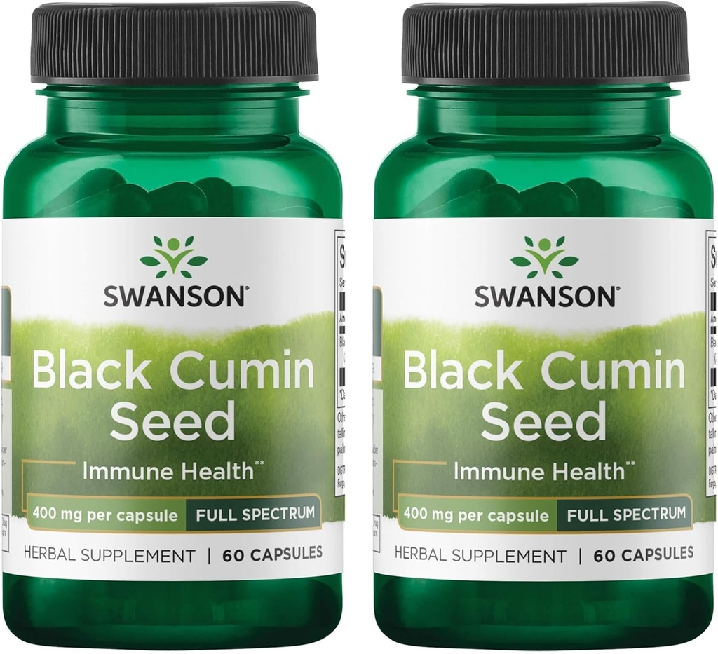 Swanson Full Spectrum Black Cumin Seed 400 מיליגרם 60 קפסולות (2 Pack)