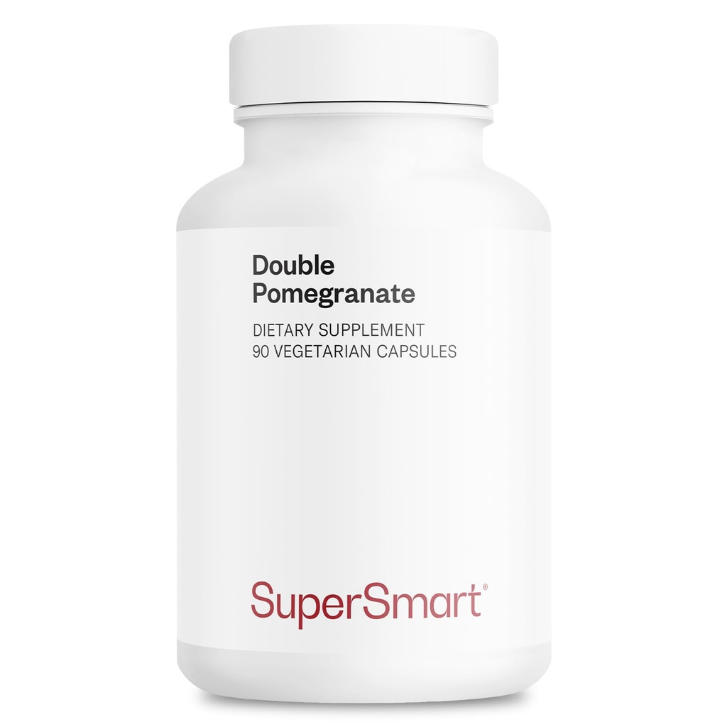 SuperSmart - Double Pomegranate (Highחוזק גבוה) - 90% אלהgic Acid & 40% Punicalagins - תוספת של תמצית Pomegranate - Advanced Antioxidant | Non-GMO & Gluten Free - 90 קפסולות צמחוניות
