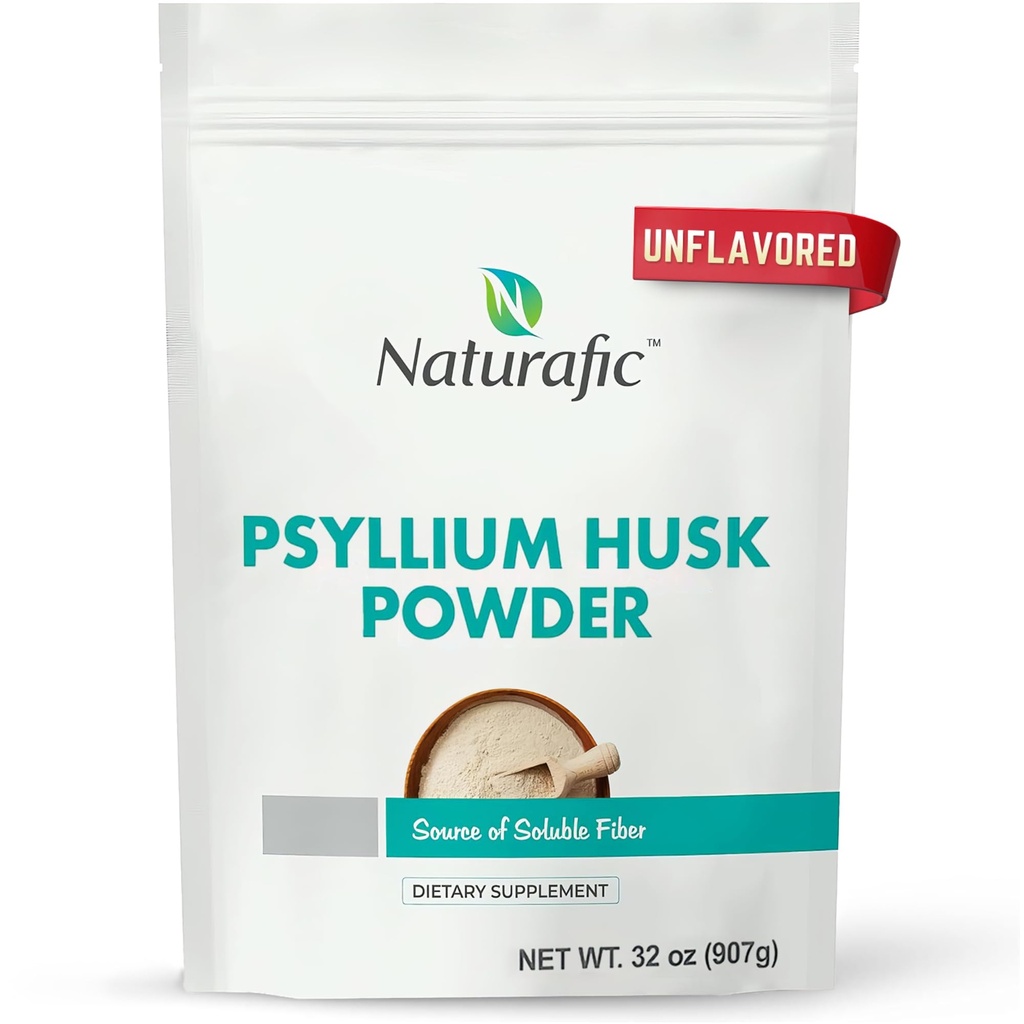 Psyllium Husk אבקת Unflavored - תוספי סיבים תזונתיים עבור Bowel סדירות & Gut בריאות - non-GMO, Gluten-Free, טבעוני, Keto Friendly - 32oz