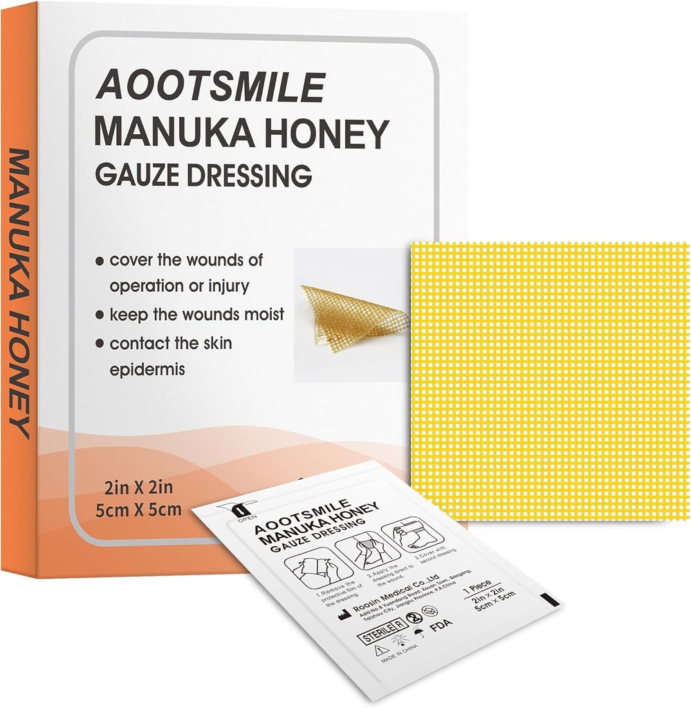 Manuka Honey Wound Care - Honey Wound Dressing 2" x 2 "Baby Medical Bandage Wound Care Patch for Minor Abrasions, Cuts, Lacerations, Scald and Burns for Wound Healing, 10